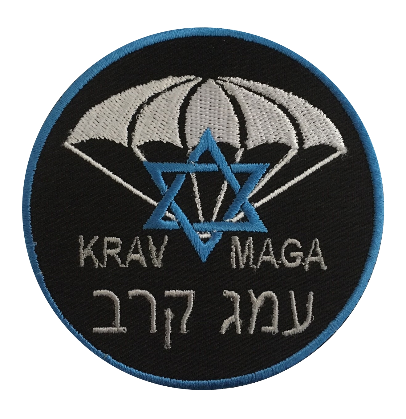 Krav Maga Aufnäher rund schwarz-blau