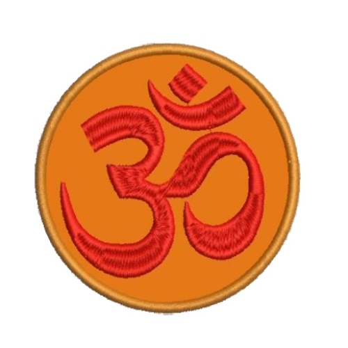 Om Aufnäher orange-rot, 8 cm