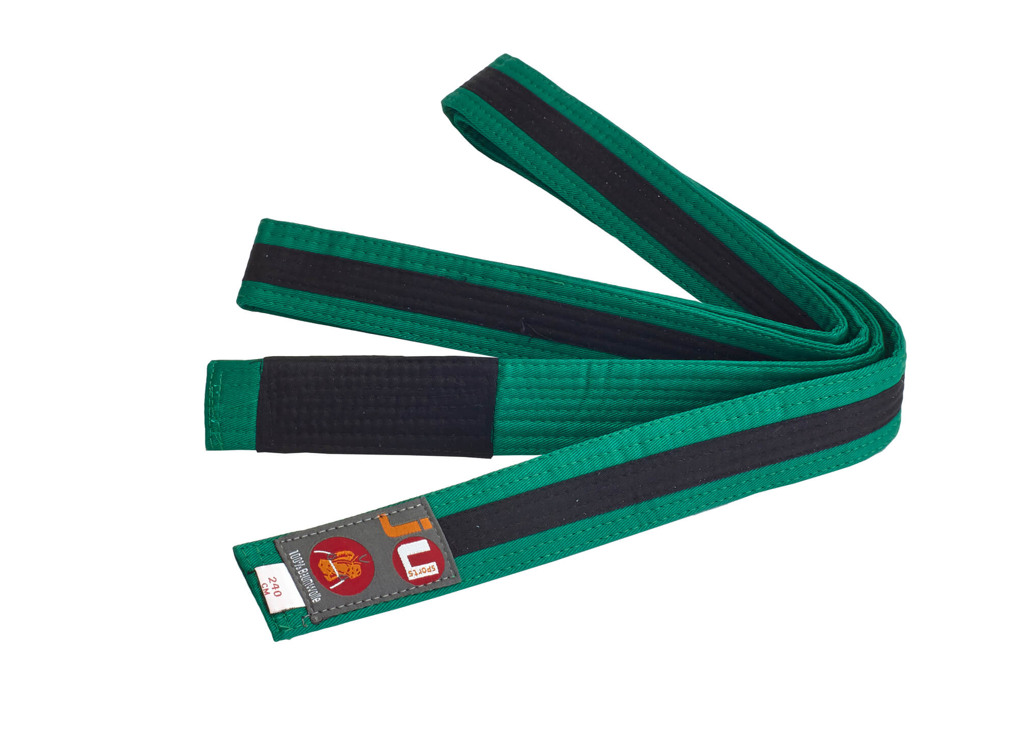 BJJ Brazilian Jiu-Jitsu Kinder Gürtel grün mit schwarzem Streifen 260