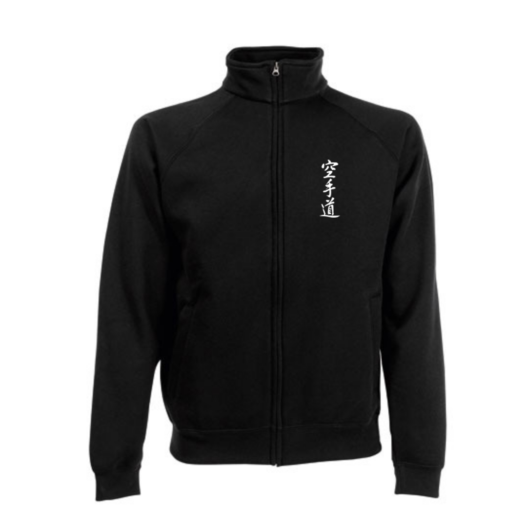 Sweatjacke schwarz mit Reissverschluss mit Bestickung