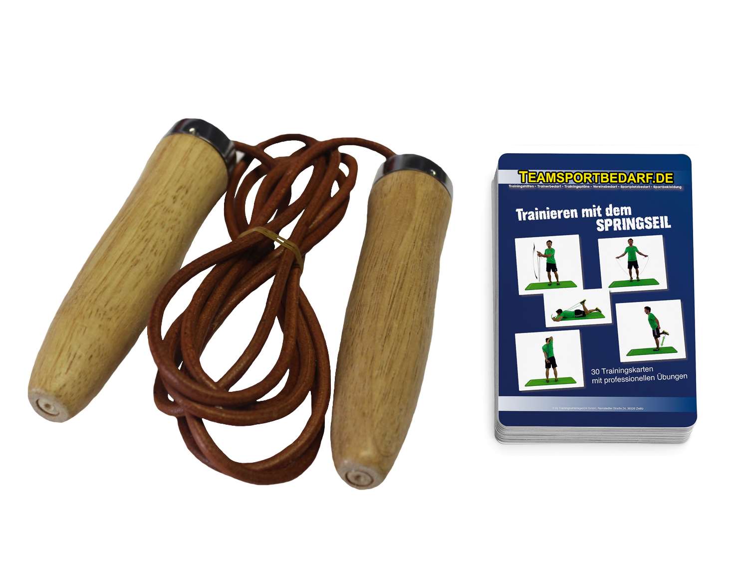 Leder-Springseil + Trainingskarten