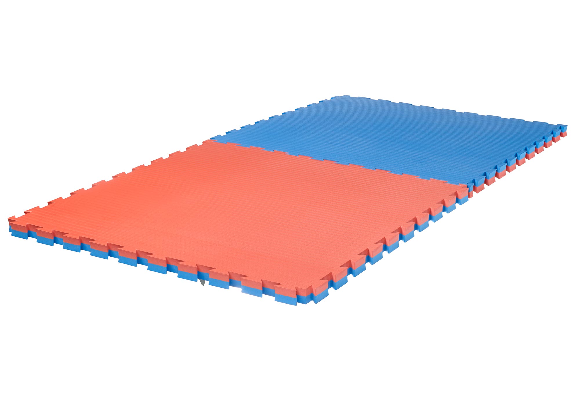 SET: Kampfsportmatten Wendematte VERZAHNT / 100 x 100 x 4cm / ROT-BLAU
