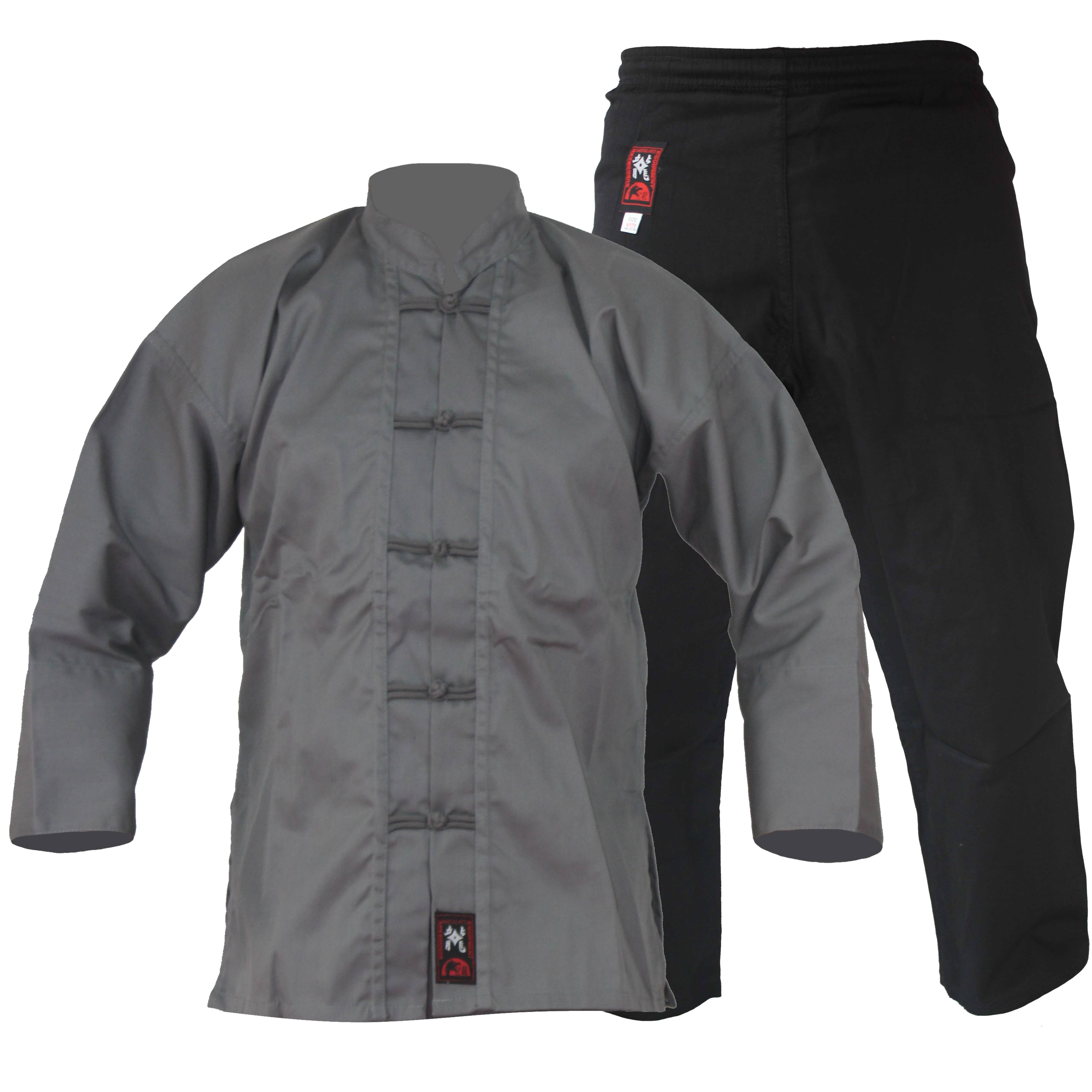 Kung-Fu Anzug Kranich II grau-schwarz 210