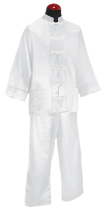 Qi Gong Anzug Deluxe, Leinen weiß