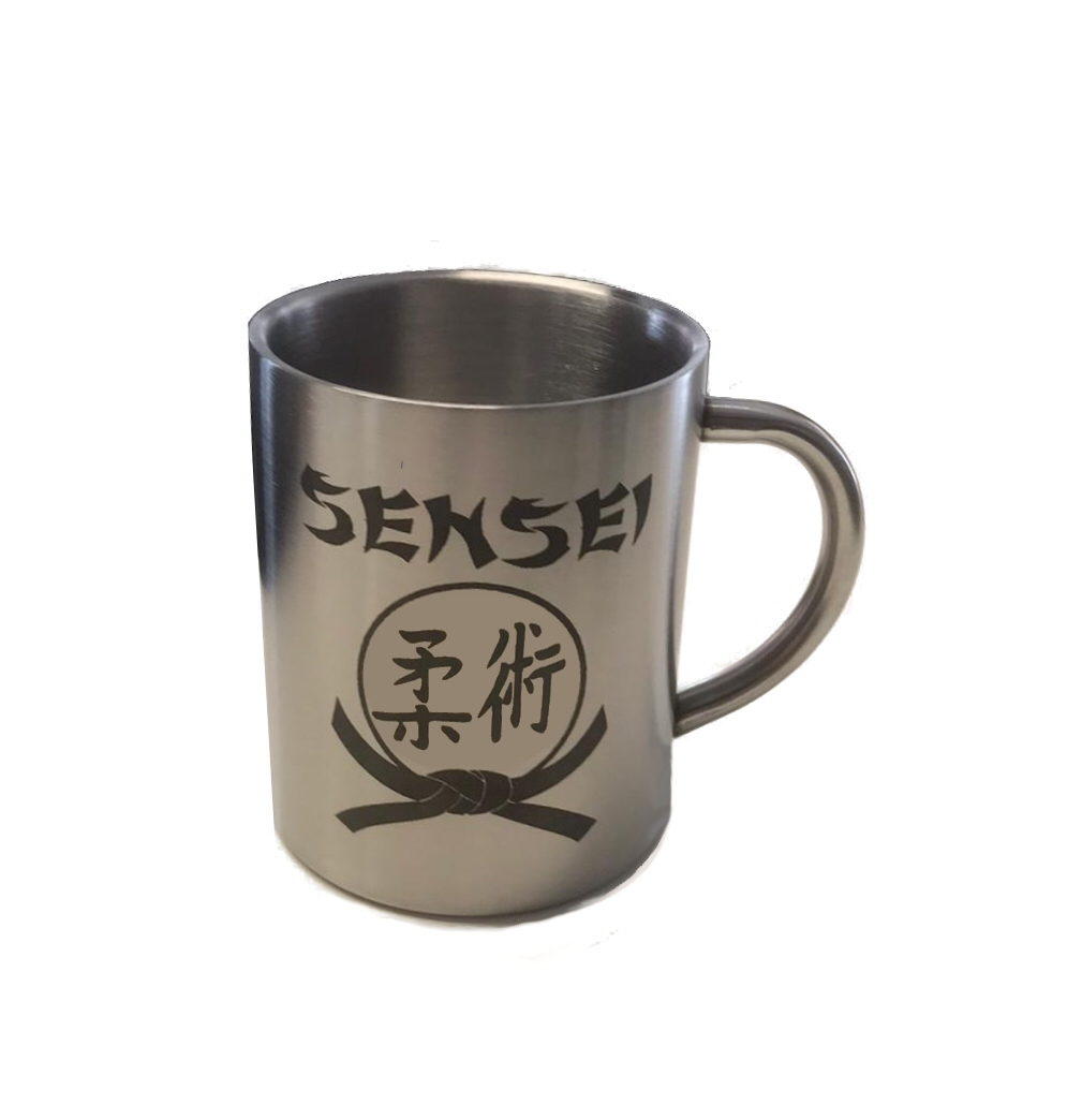 Jiu Jitsu / Ju Jutsu Sensei Tasse aus Edelstahl, hochwertig graviert