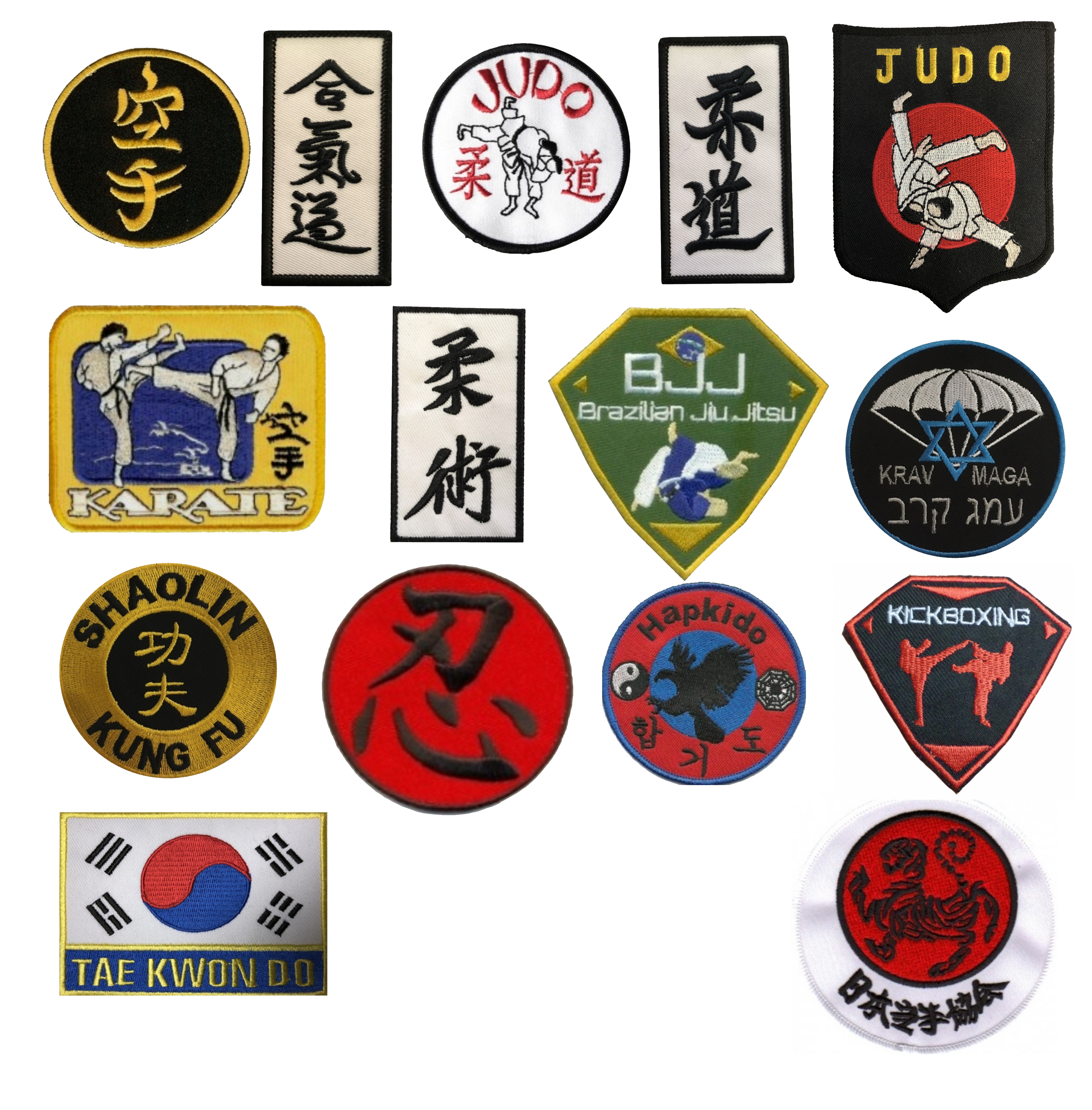 Aufnäher-Paket 25 Stk. Kickboxing Aufnäher schwarz-rot