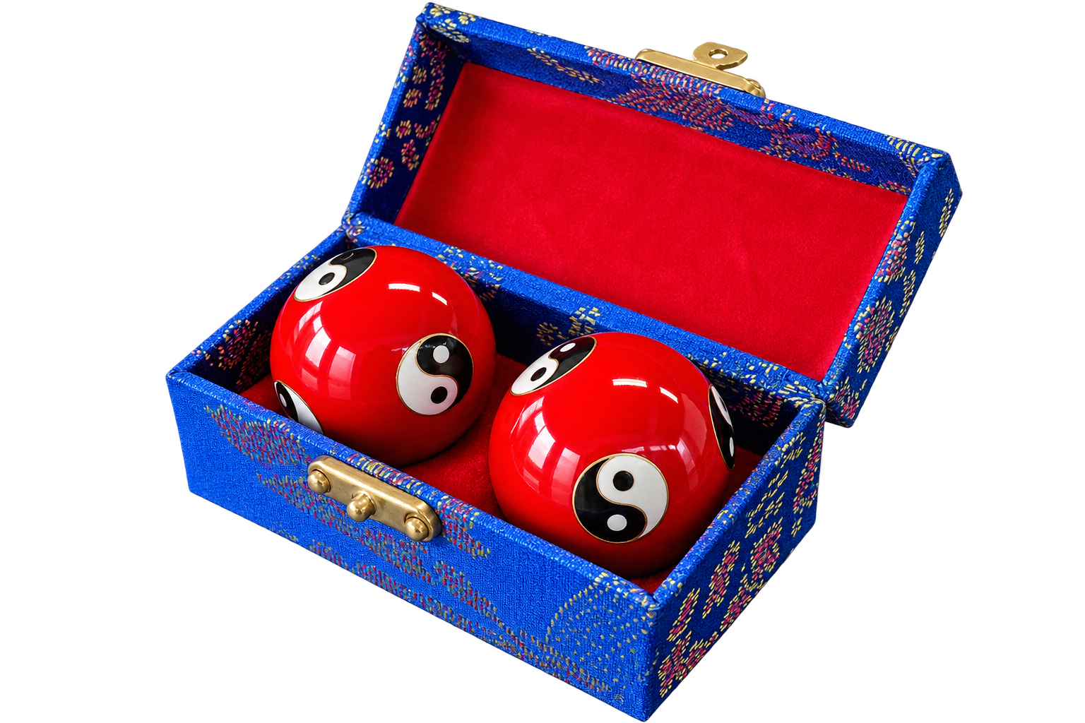 Qi-Gong Kugeln in Box, Yin-Yang,  Rot