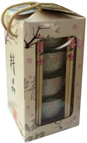 Japanisches Schalen-Set 8-teilig mit Blumenmuster