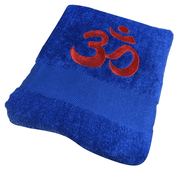Yoga Handtuch blau mit Bestickung