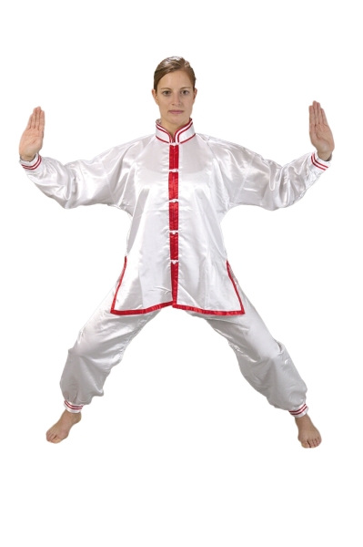 Tai Chi / Kung-Fu Anzug rot weiß Satin